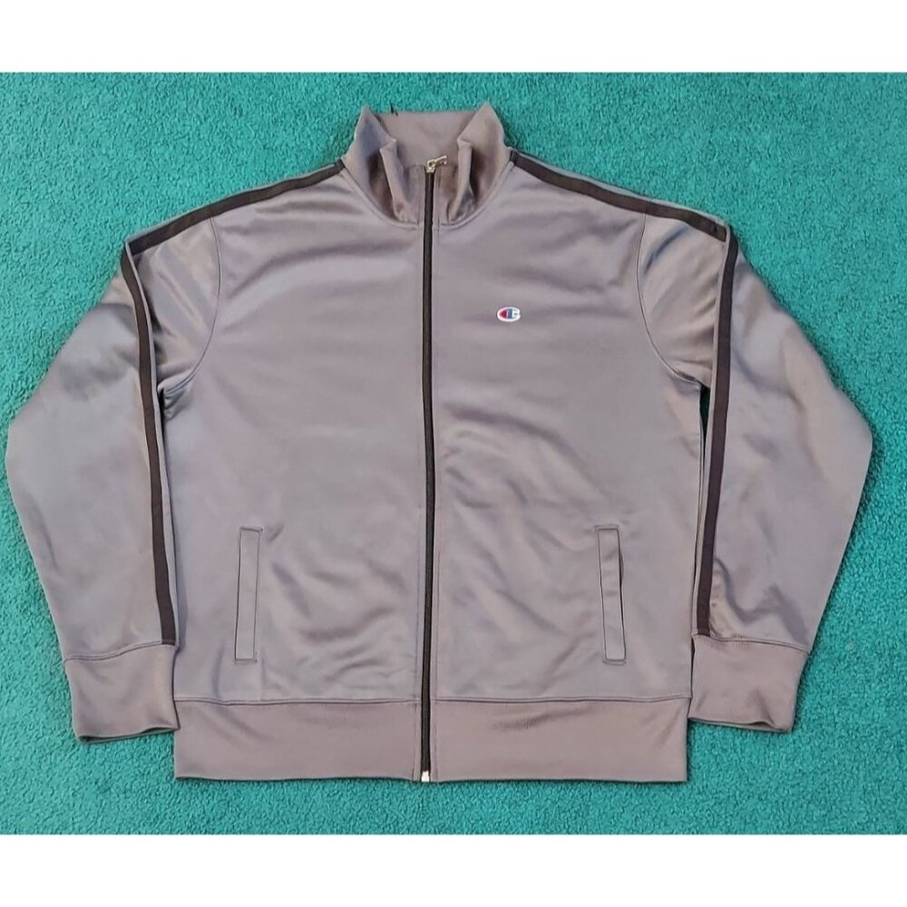 Champion Warm-up Jacket Men's Large Black Embroidered Authentic Athletic Apparel